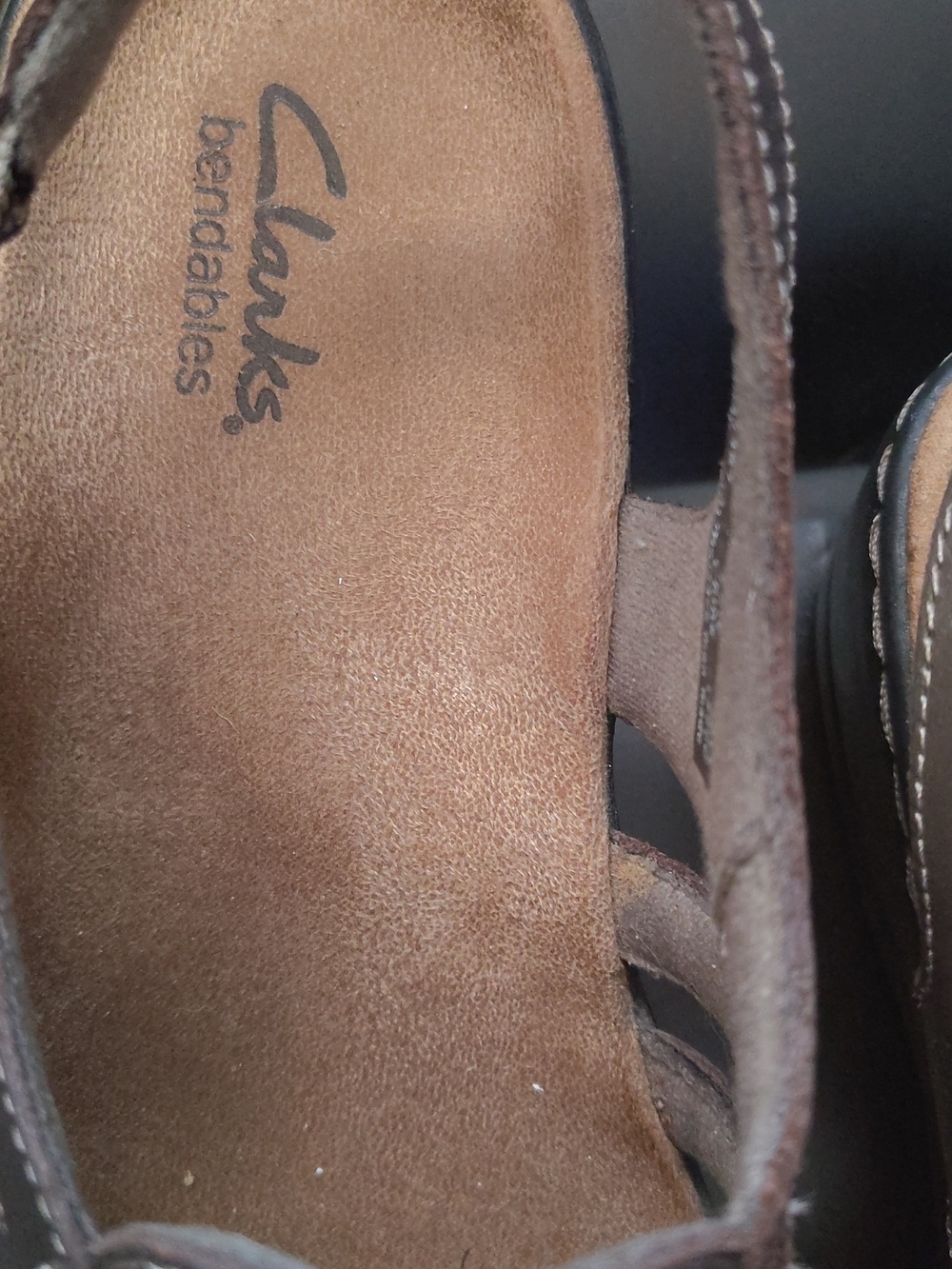 Clarks Brown Leather Strappy Slingback Sandals - Picture 2 of 4